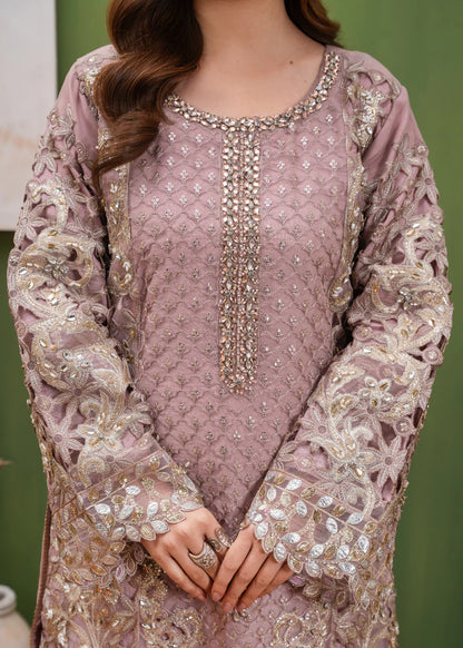 Indian Pink Embellished Organza Sharara Set (4-Piece)