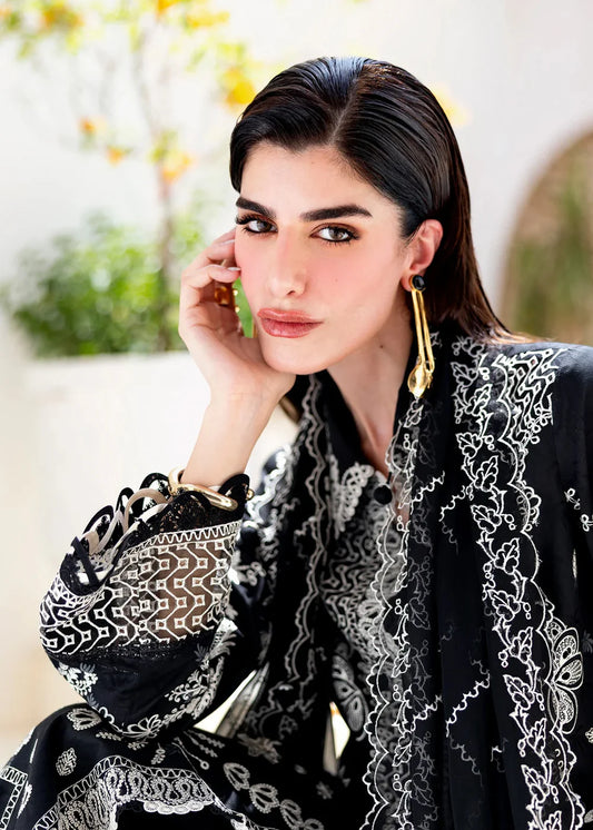 Eclipse Black Lawn Kurta Set (3-Piece)