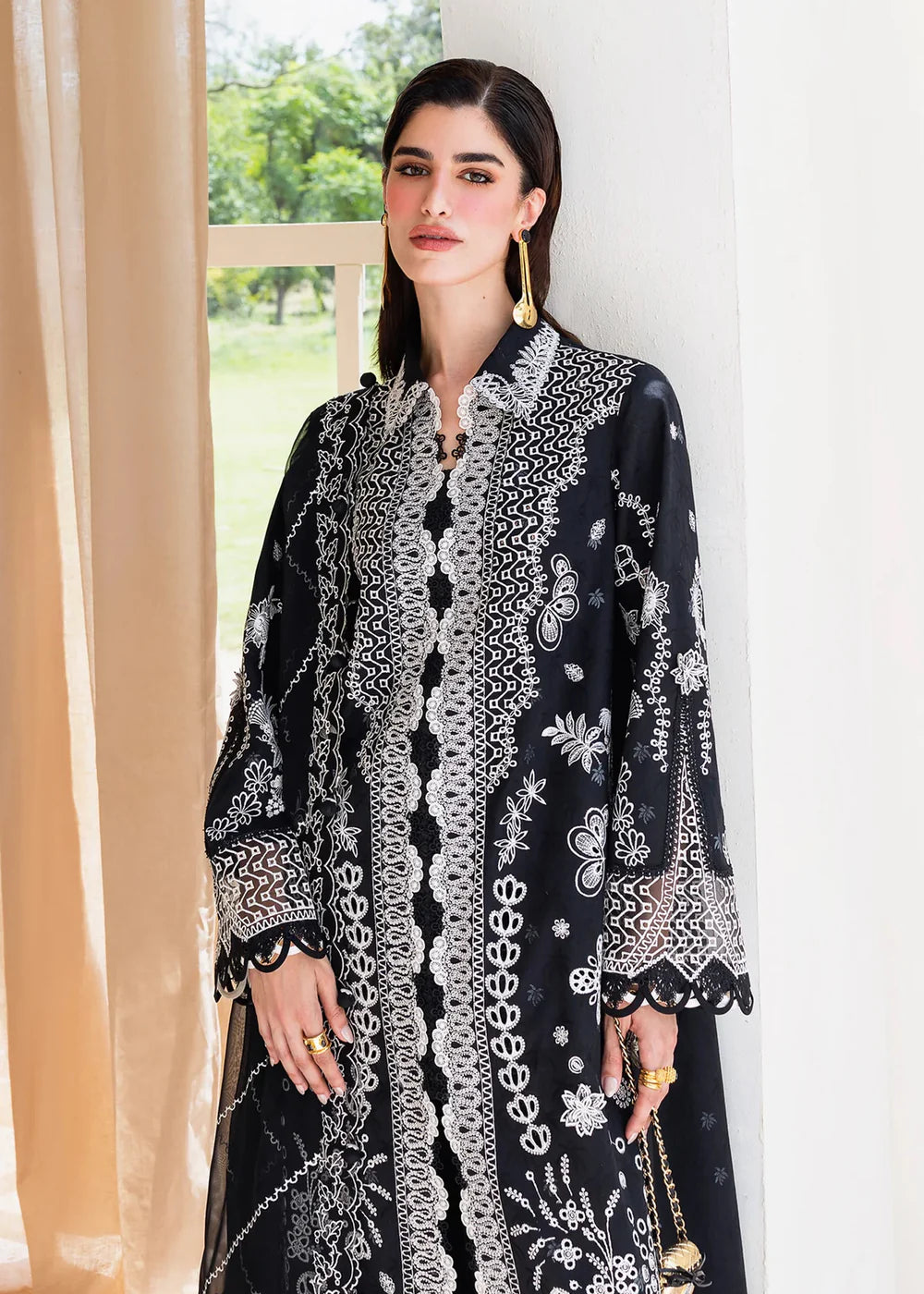 Eclipse Black Lawn Kurta Set (3-Piece)